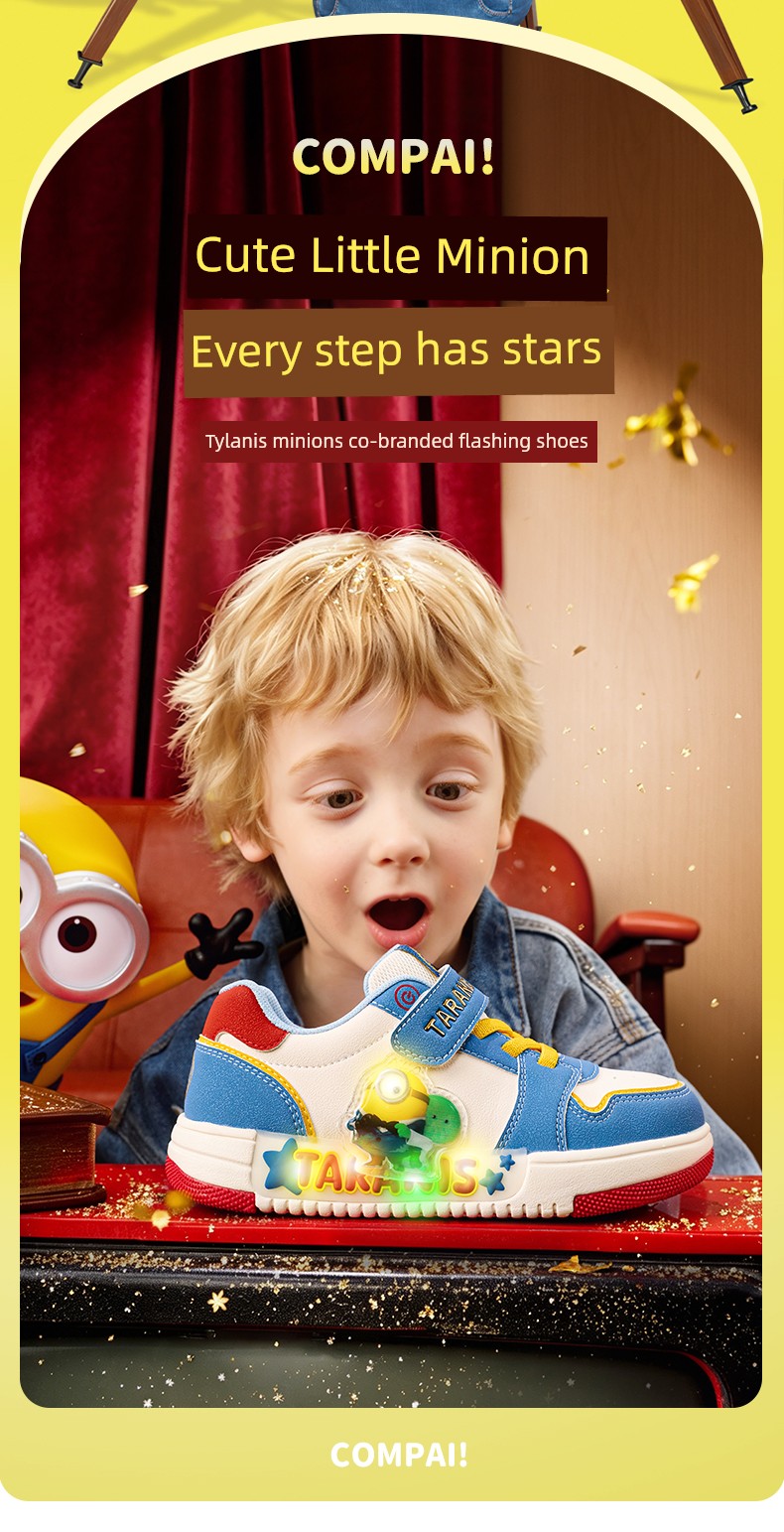 Tyrannis Genuine Minions Collaboration Shoes, New Autumn Model Children's Sneakers, Boys' Flashing Shoes, Girls' Light-Up Shoes — 2