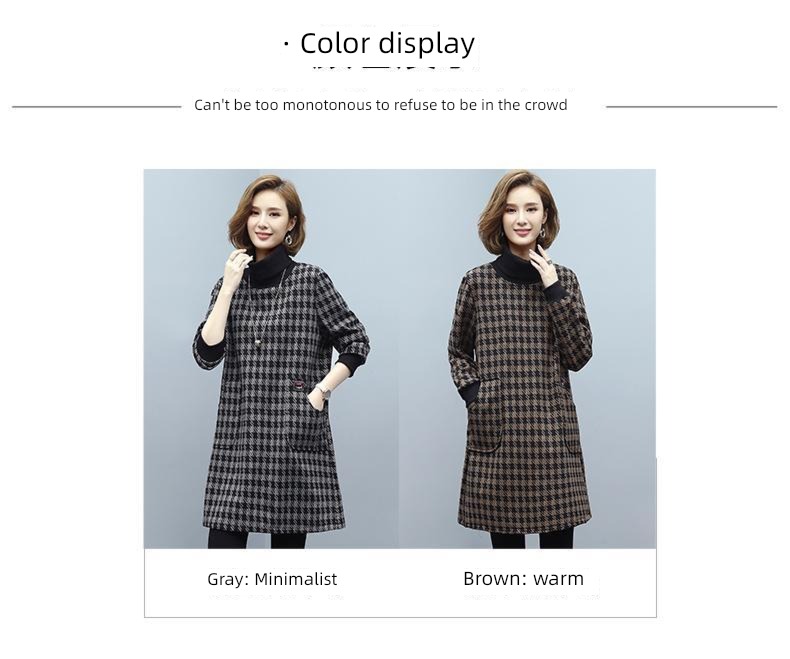 Autumn and winter thickening Plush houndstooth  Foreign style Dress