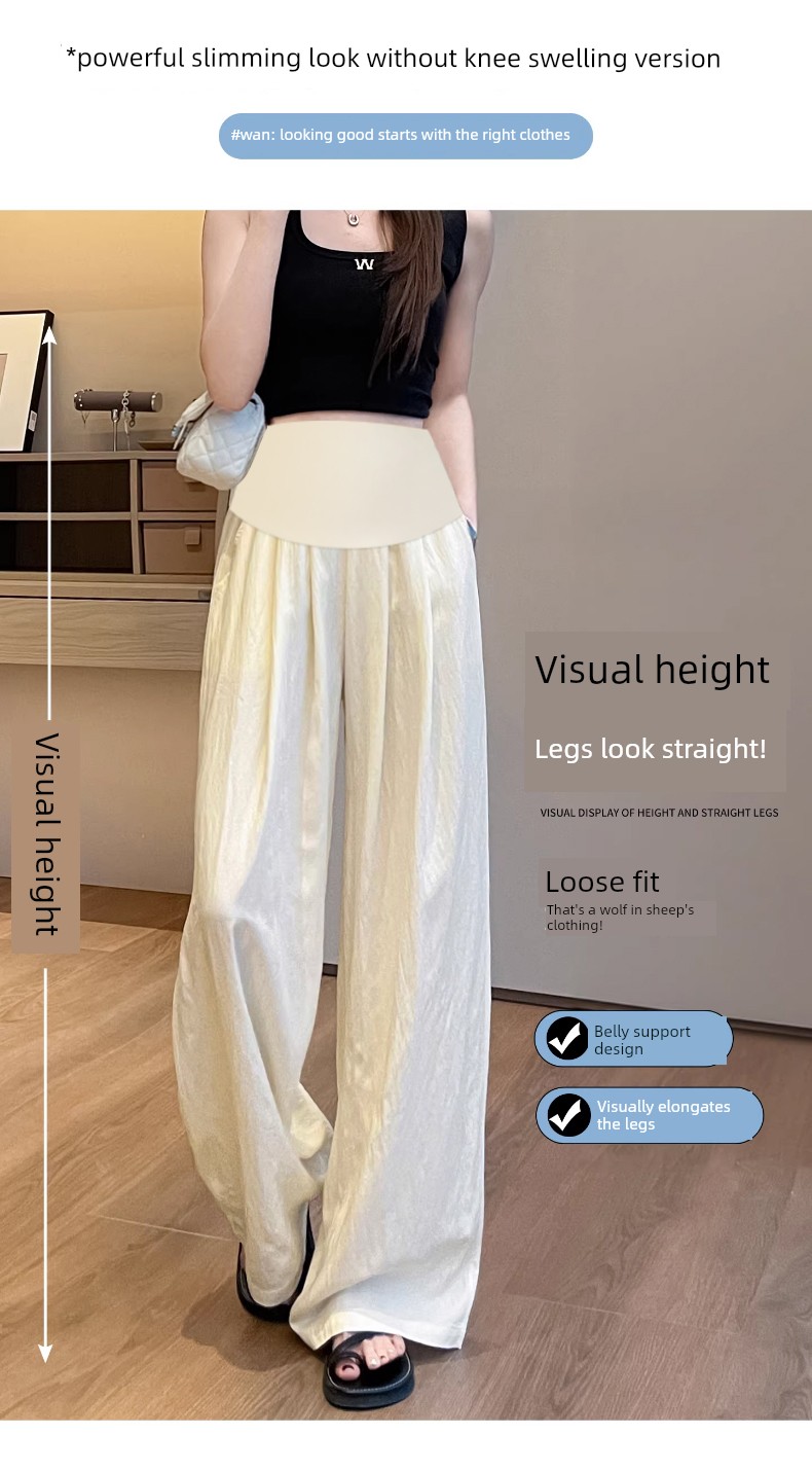 Maternity Pants Summer Thin Style Wide-Leg Pants for Outerwear 2026 New Model That Doesn'T Squeeze the Belly during Pregnancy Yamamoto Pants Summer — 4