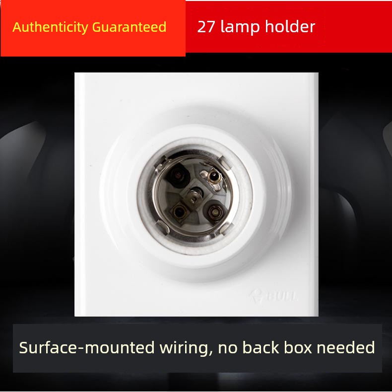 Bull Brand Surface-Mounted E27 Screw Base Lamp Holder, 86 Type Led Bulb Screw Socket, Exposed Wiring Box Lamp Holder Socket