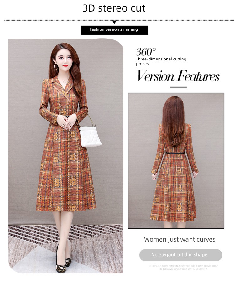 Autumn and winter Celebrity temperament Goddess Wool Dress