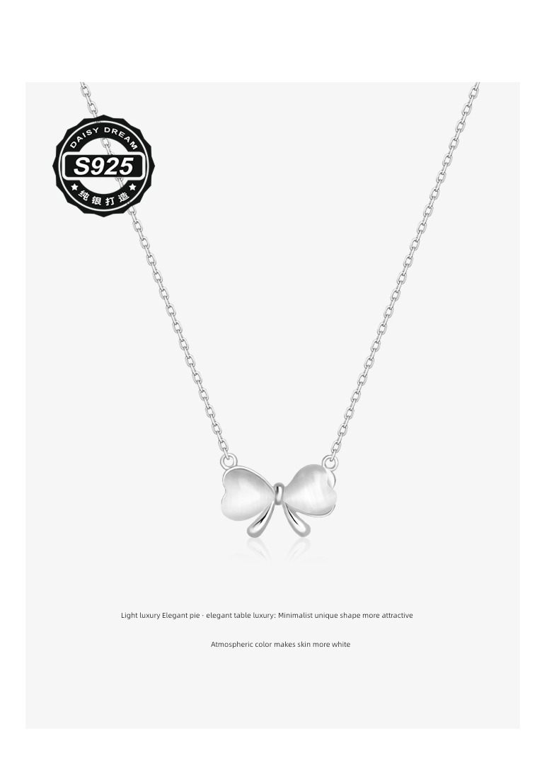 fashion 925 Sterling Silver Necklace female ins Pendant a cat 's-eye