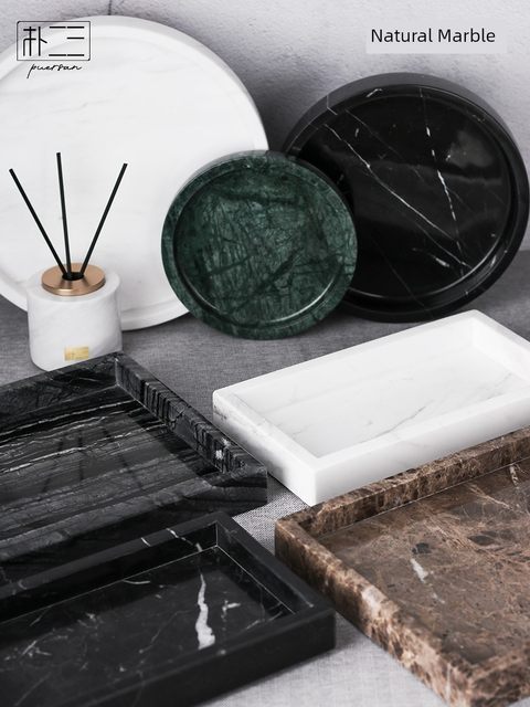 Marble aromatherapy tray ornaments Light luxury hotel bathroom toilet bowl countertop hand sanitizer tray set high-end sense