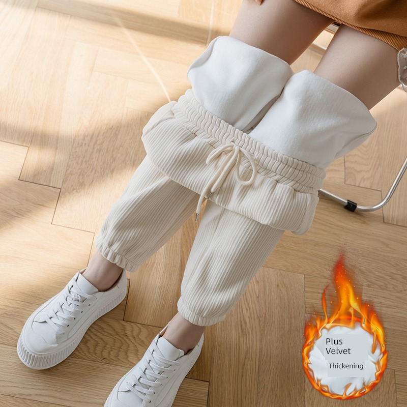 chenille  female Autumn and winter thickening Nine points easy Casual pants