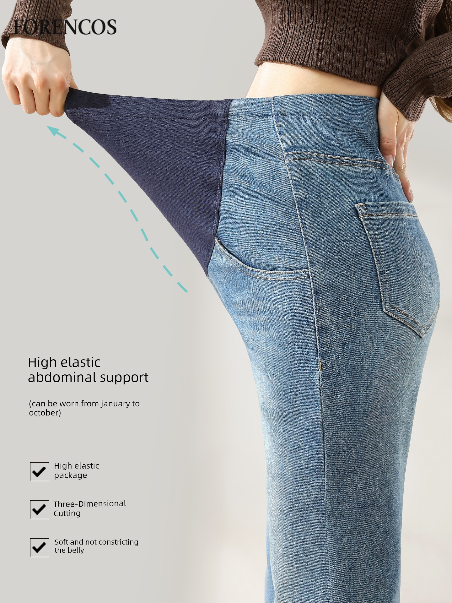 Maternity Jeans for Autumn, Flared Pants for Women, 2026 New Style, Plus Size, High Elasticity, Flared Pants for Petite Women, Cropped Pants — 2