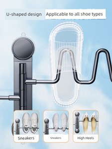 Boshiao Balcony Shoe Rack Indoor and Outdoor Punch-Free Sandals Handy Gadget Suction Cup Foldable Alumimum Shoe Drying R