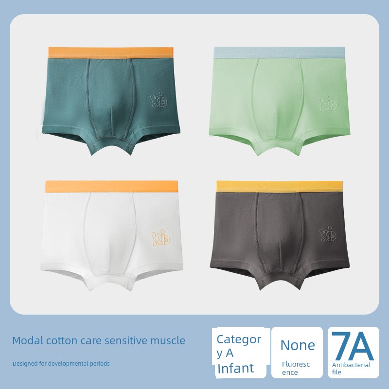 MiiOW Modal Boys' Underwear Medium and Large Size Kids Shorts Cotton Crotch Teenager Adolescence 13-Year-Old Boy Thin Boxer — 5