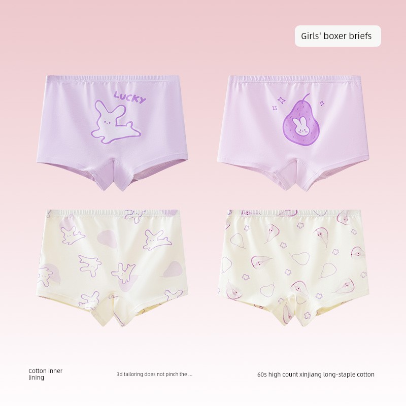 Girls' Underwear for Older Children, Pure Cotton, Class A, Four-Corner Style, for Little Girls, Baby, All-Cotton Children's Boxer Shorts That Don'T Pinch — 8