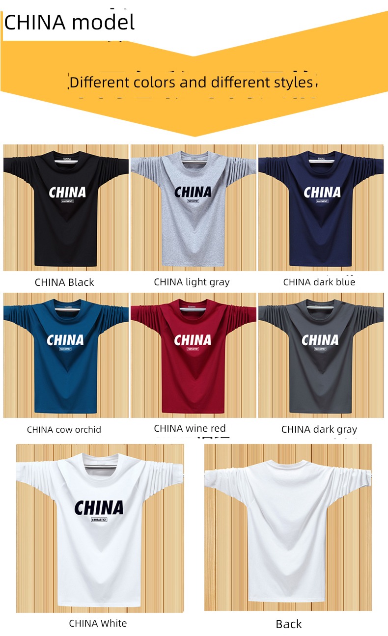 Chaopai Chinese style Xinjiang cotton man Long sleeve T-shirt