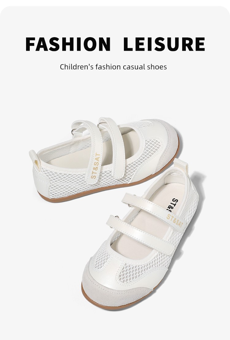 Saturday Kids' Shoes Children's Mary Jane Girls' Breathable Mesh Sandals Summer Velcro Ballet Style Casual Shoes — 2
