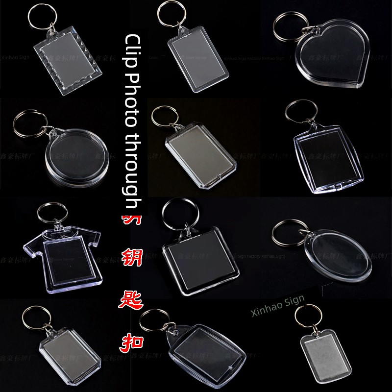 Square Photo Keychain Blank Transparent Case Advertising Portrait Photo Photo Sticker Key Chain Square Scenic Spot Photo Frame