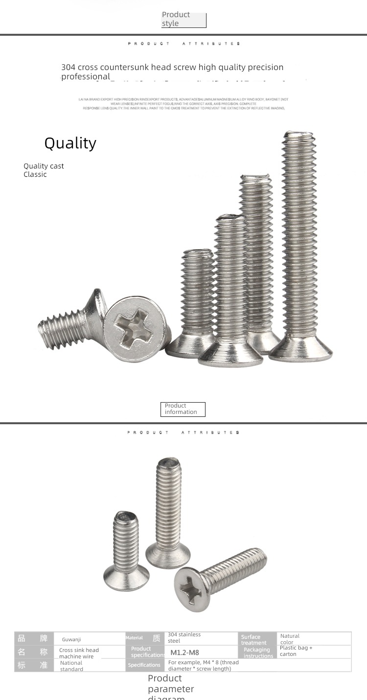 complete works of cross Head down Bolt stainless steel