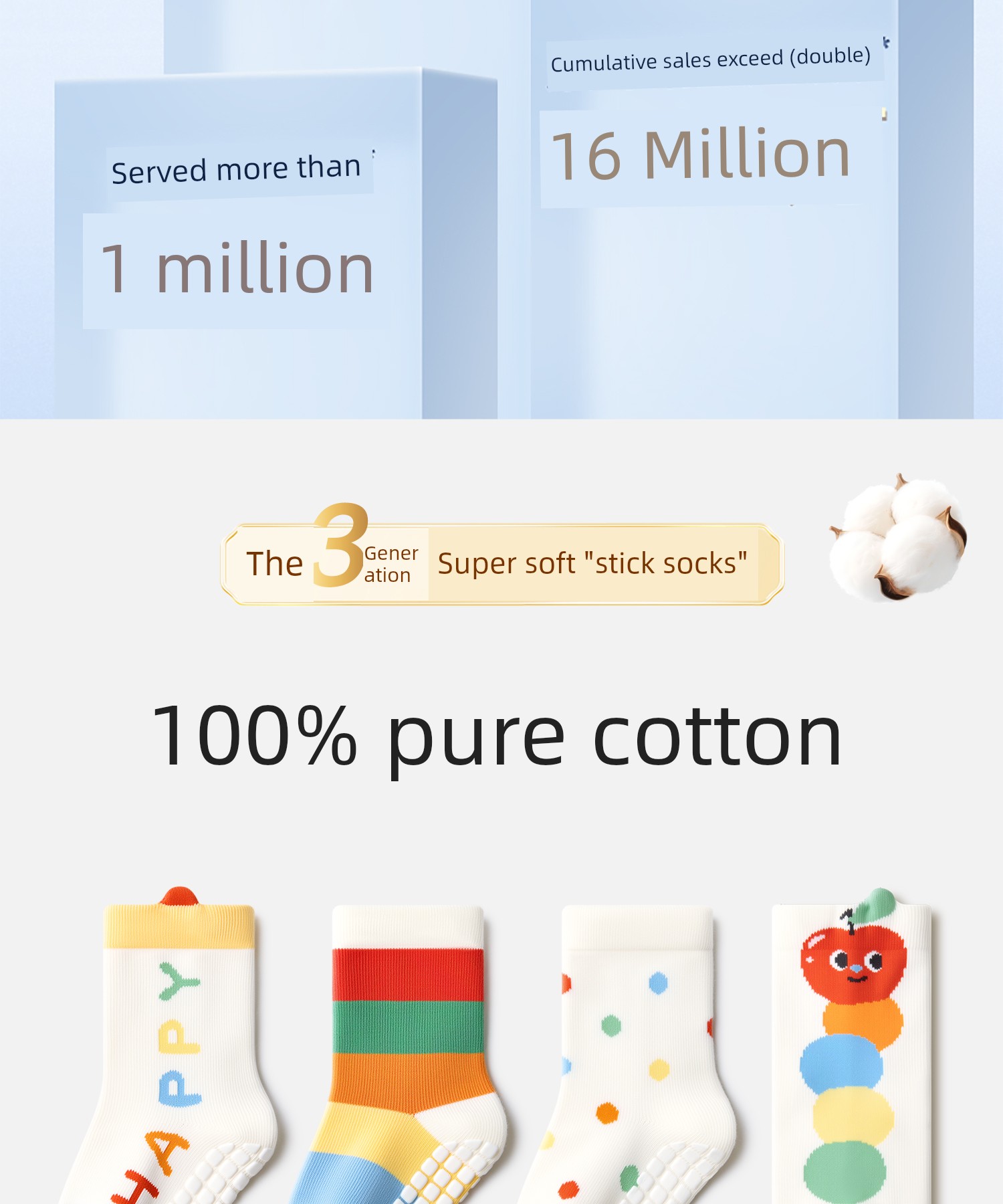 Baby Floor Socks Spring and Autumn Pure Cotton Class a Indoor Non-Slip Cold-Proof Toddler Amusement Park Children's Socks — 1