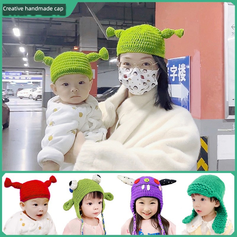 Tiktok Ruffian young lovely Shrek  children Autumn and winter Hat