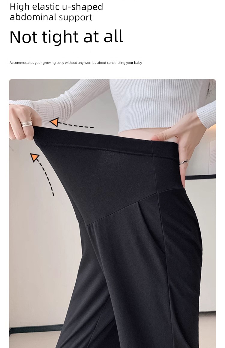 Maternity Pants for Autumn, Straight-Leg, Belly-Supporting, Suit-Style, 2026 New Model, Petite Wide-Leg Long Pants for Pregnancy, Spring and Autumn — 18