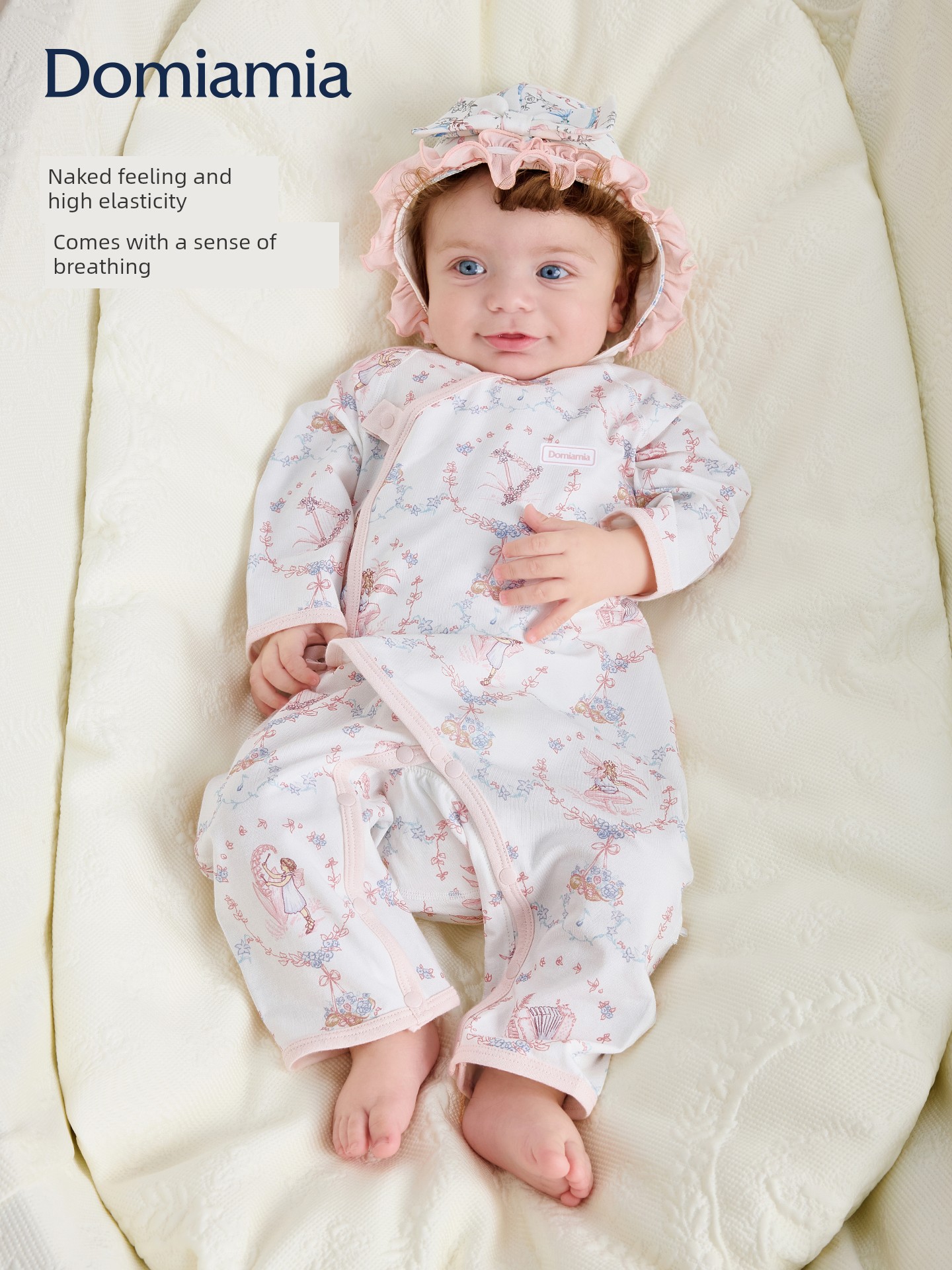 Domiamia Newborn Romper for Young Infants, Spring and Summer Clothing for Boys and Girls, Thin Style Baby Clothes for Full Month and 100 Days Celebrations