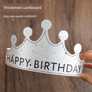 2026 New Style Birthday Hat Foldable Hat Silver Adult Version Children's Birthday Party Hat Creative Headwear Internet C