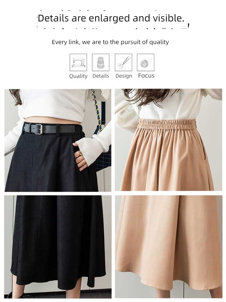 Coffee Autumn and winter Medium and long term High waist Show thin skirt