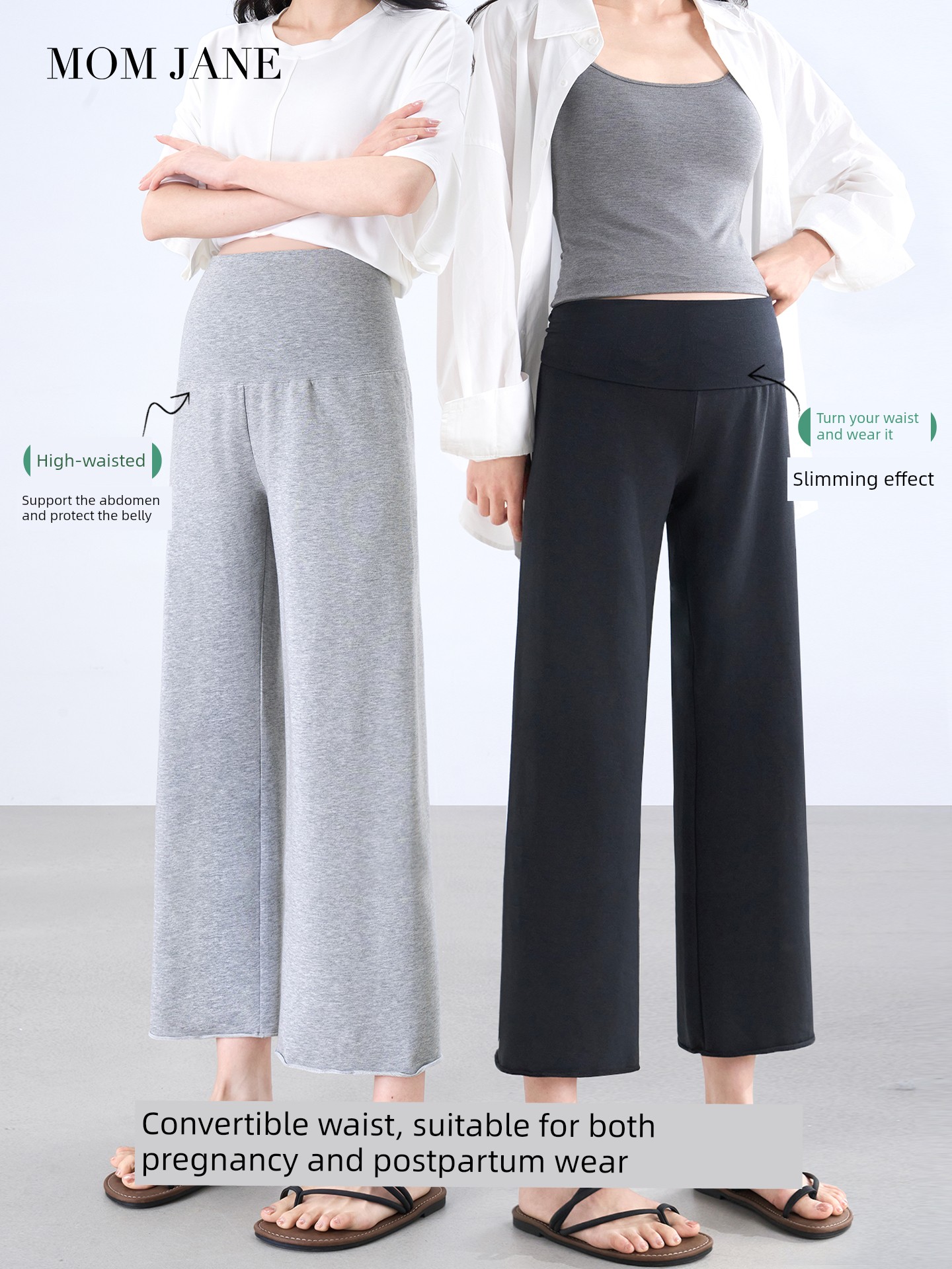 Maternity Pants Summer Thin Style 2026 New Straight-Leg Pants for Pregnancy, Comfortable and Loose-Fitting, Casual Cropped Wide-Leg Pants