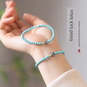Outlet Clearance Sale: Burnt Blue Small Seed Bead Turquoise Bracelet for Women, New Chinese Style Beaded Bracelet