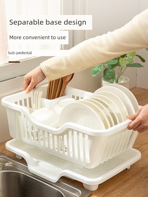 Drain rack for bowls and chopsticks household kitchen countertop tableware storage box disc plate chopsticks partition double-layer drain sink storage rack