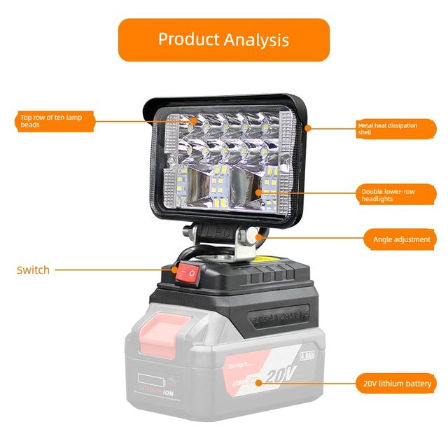 Dongcheng lithium battery work lamp lighting electric wrench 18V20V Dongcheng LED emergency maintenance lamp tool light