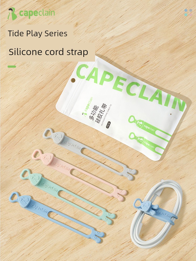 Silicone Cable Ties for Organizing Data Cables, Power Cords, and Charging Cables