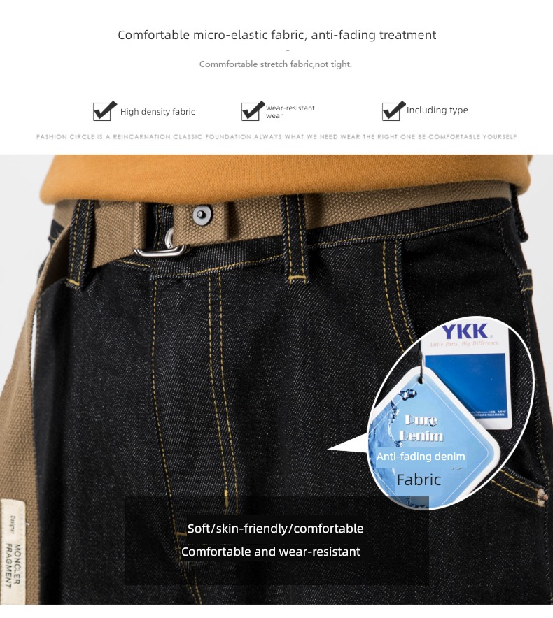 black Chaopai Big size Plush thickening autumn trousers