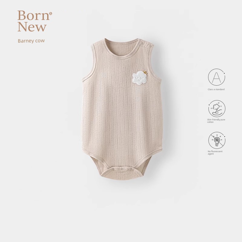 Baby Vest Romper Summer Thin Sleeveless Unisex Baby Triangle Romper Pure Cotton Newborn Onesie — 8