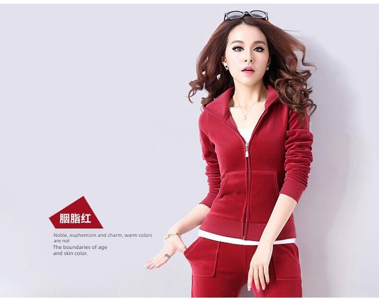 Gold wire velvet Athletic Wear suit female spring and autumn 2022 new pattern Fashion temperament Self-cultivation Big size Two Show thin tide