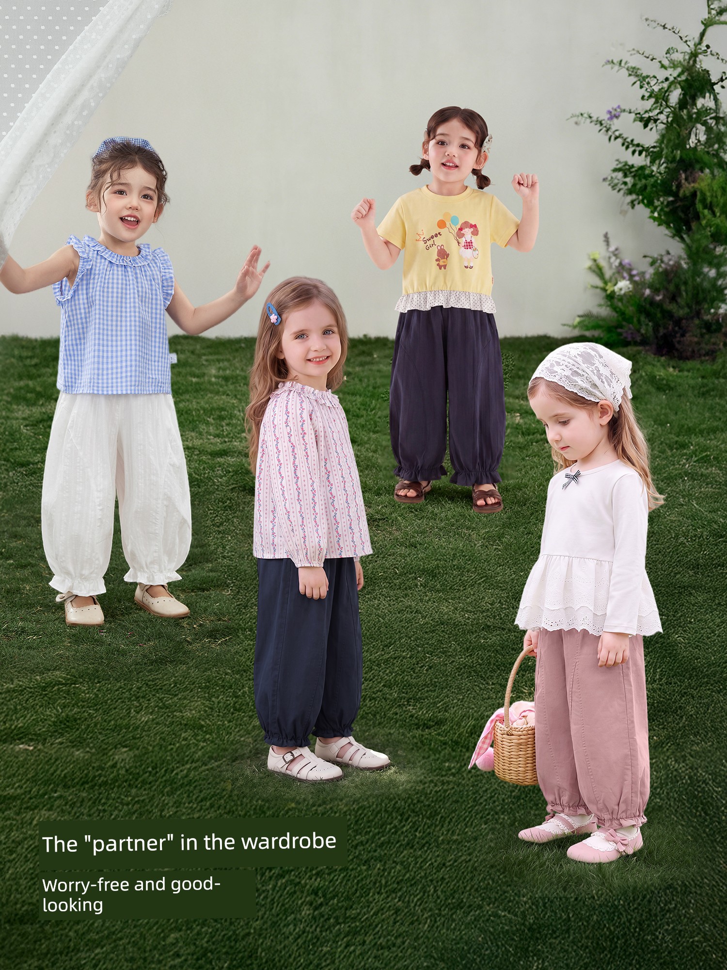 Jellybaby Girls' Pants Summer Thin Style 2026 New Casual Long Pants for Small Children Loose Baby Anti-Mosquito Pants — 4