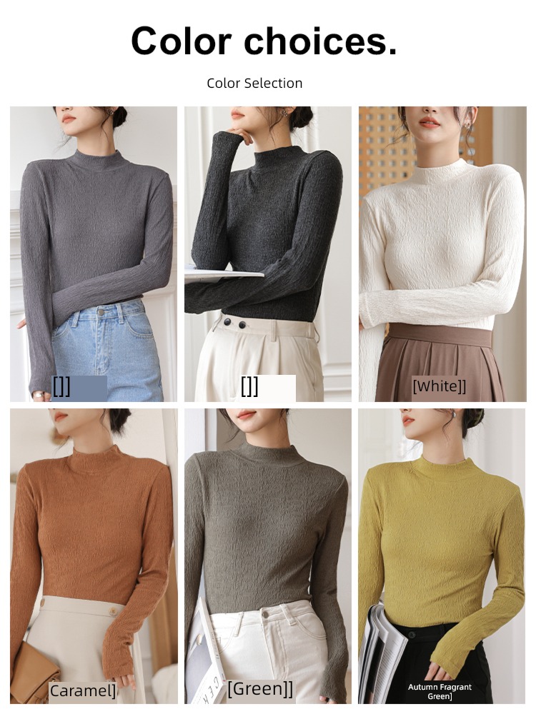 Half high collar Autumn and winter Minority Long sleeve T-shirt Undershirt