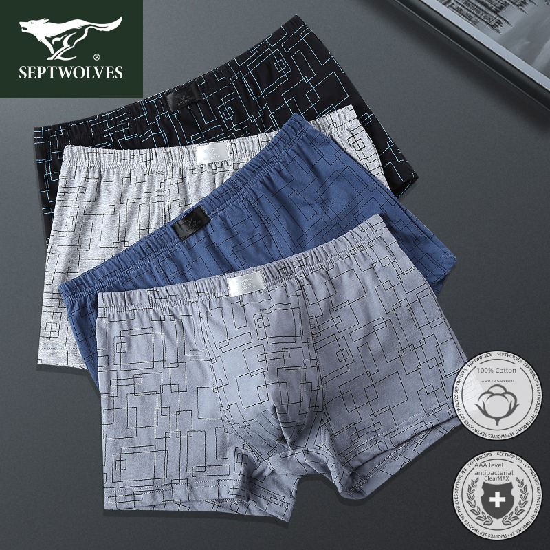 Seven wolves easy Antibacterial Cotton Four corners man underpants