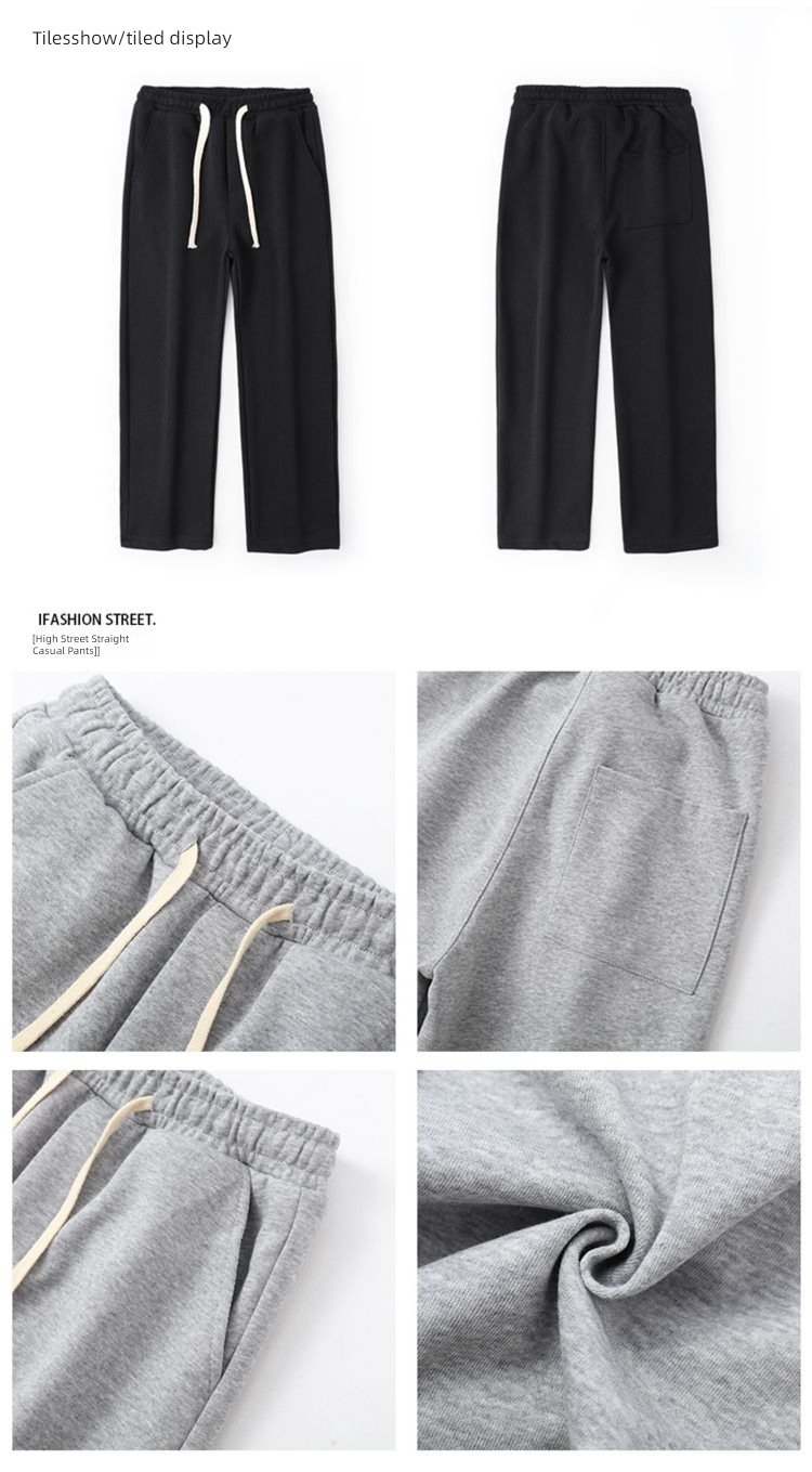 spring and autumn black Sagging sensation Mopping Korean version trend Straight pants
