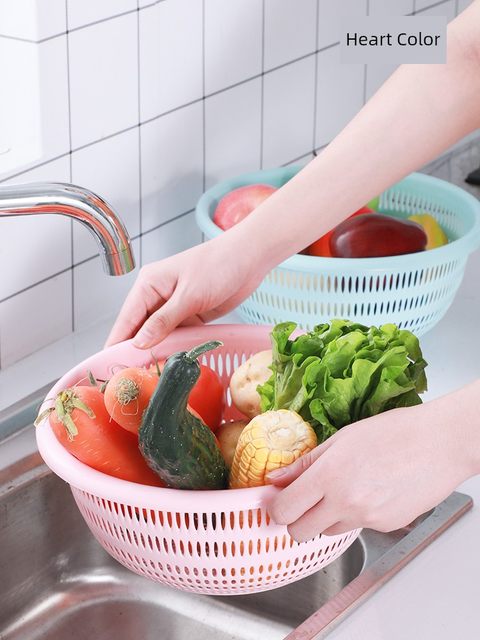 Sink wash vegetables and blue chips, vegetables and fruits, dishes and chopsticks, wash lai basin drain basket, plastic large creative kitchen