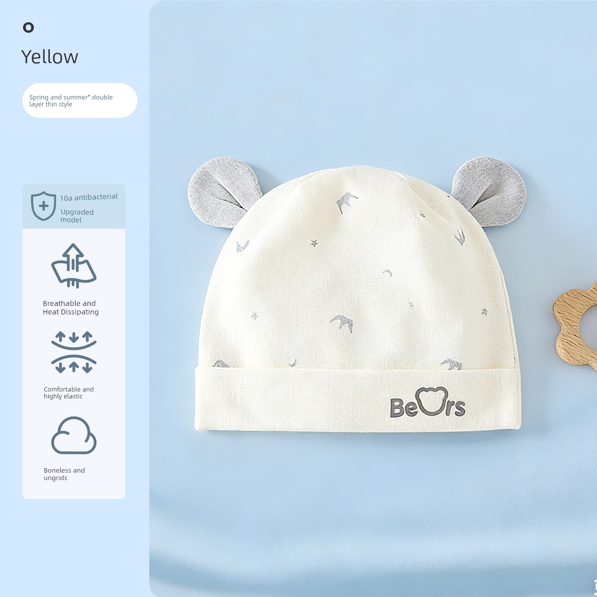 Jq Jingqi Baby Hat Summer 0-6 Months Newborn Thin Breathable Cap Newborn Baby Fontanelle Protection Cap — 1