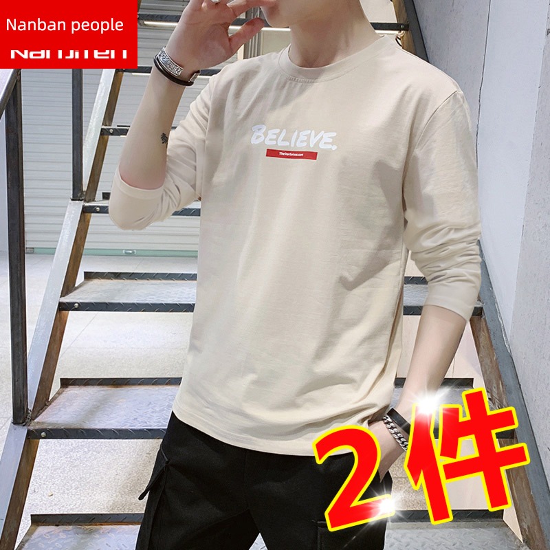 NGGGN man pure cotton Round neck leisure time Long sleeve T-shirt