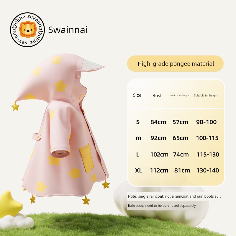 Star Little Shark Children's Raincoat and Rain Shoe Set for Boys and Girls, Waterproof Cartoon Rain Boots, Non-Slip Water Shoes — 3