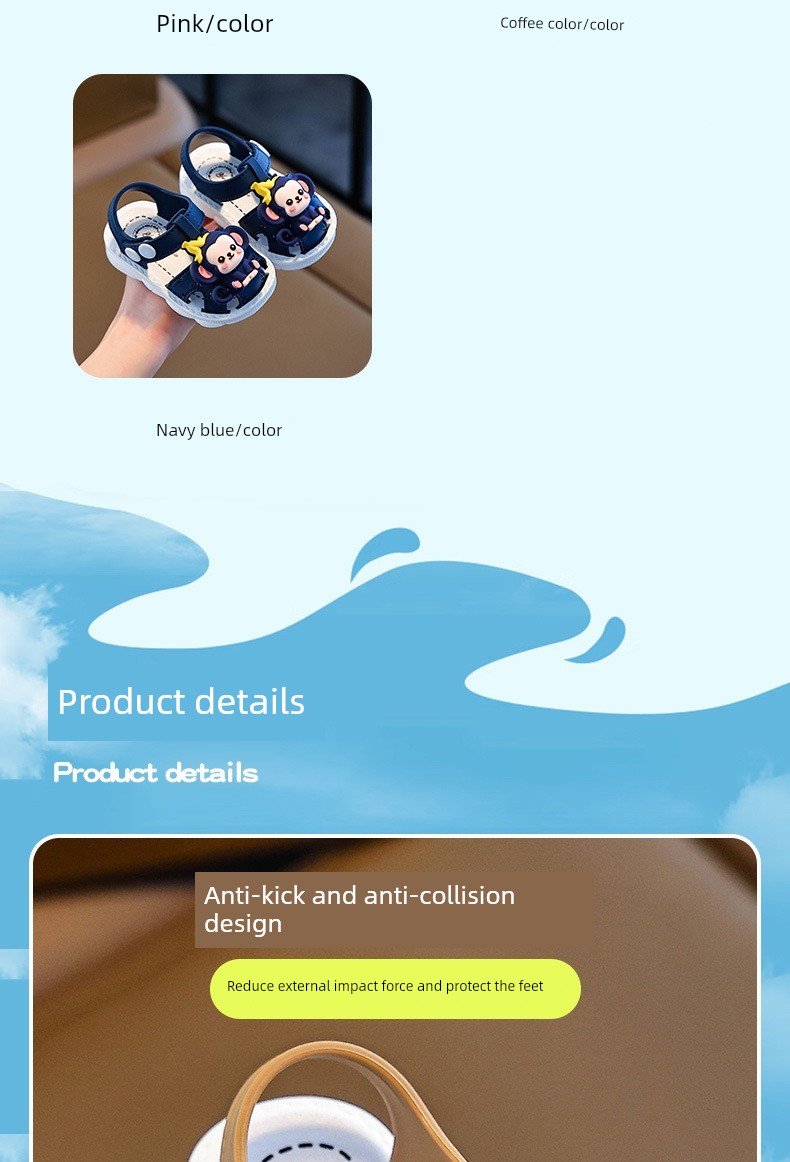 British Children's Sandals for Boys, Non-Slip and Odor-Resistant, for Girls Aged 0-1-3, Cartoon Closed-Toe Sandals Suitable for Water Activities — 6