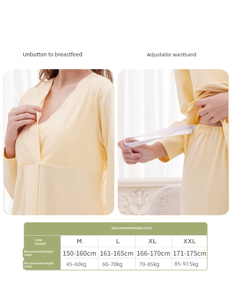 Postpartum Clothing, Summer Pure Cotton Thin Style, Sweat-Absorbent, Postpartum, with Breast Pads, Maternity Pajamas, Short-Sleeved, Breastfeeding — 5