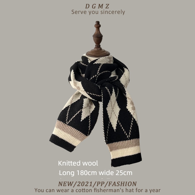 original Advanced sense black winter Knitting wool scarf