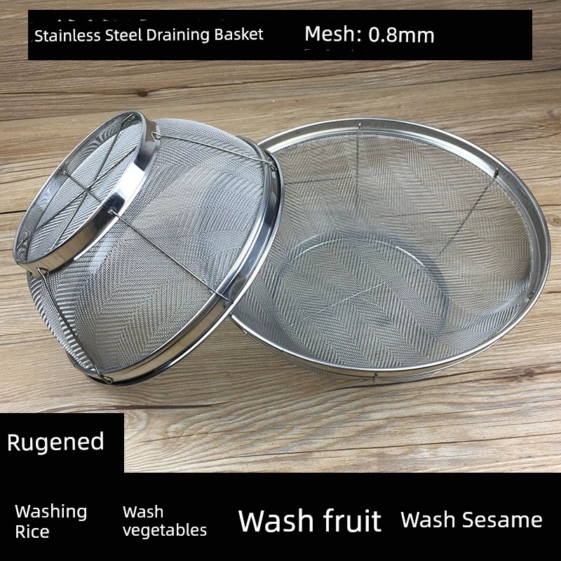 Strainer Kitchen Draining Basin Rice Basket Stainless Steel