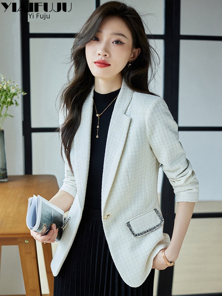 Little fragrance Autumn and winter Tweed leisure time suit loose coat