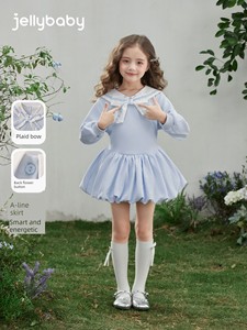 Jellybaby Girls' Dress Pure Cotton Summer Princess Dress New Style Kidsren's Preppy Style Baby Girl Summer Dress