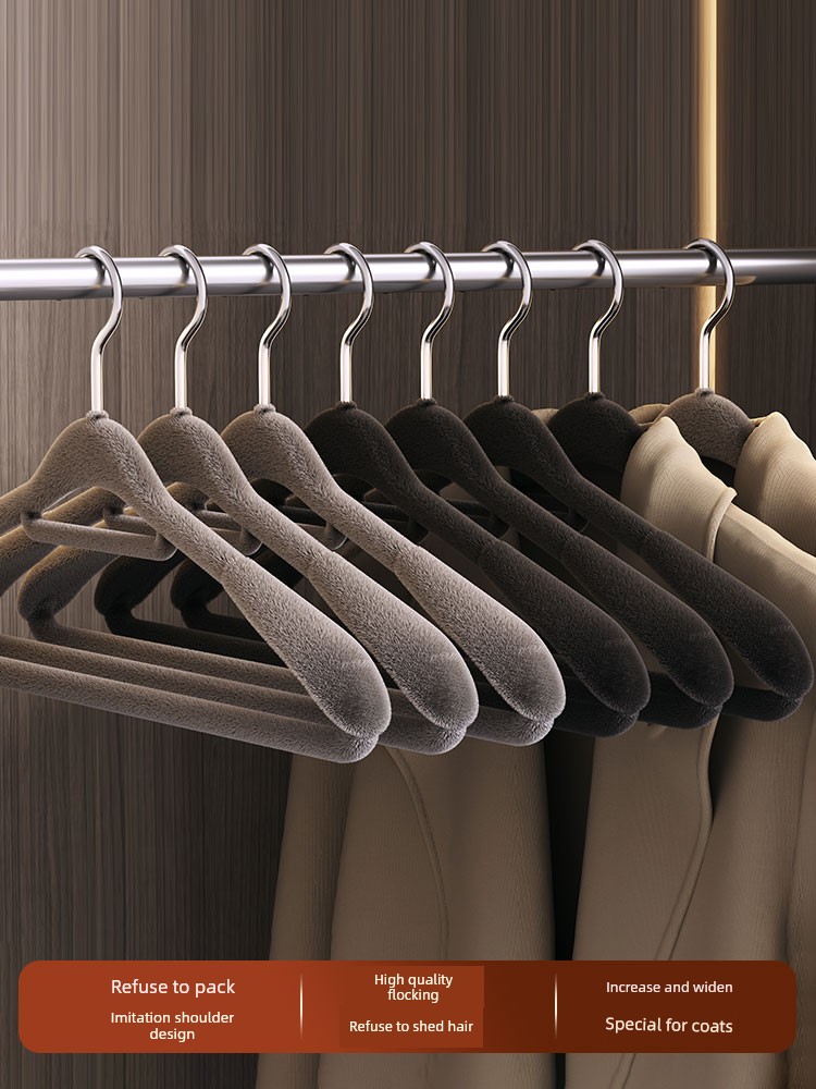 Wide-Shouldered Velvet Hangers for Coats, Non-Slip, Thickened, and Widened for Home Use, Suitable for Hanging Clothes Without Marks, for Wardrobe and Drying