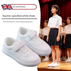 British Kidsren's White Shoes for Girls 2026 New Leather Lightweight Student White Sneakers for Boys and Girls