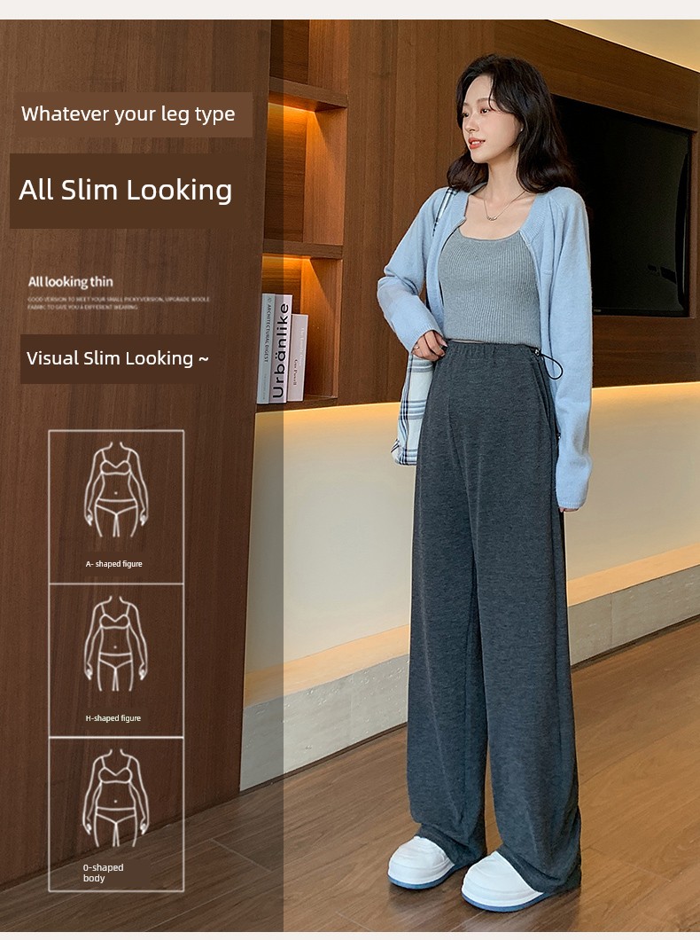 Maternity Pants for Spring and Autumn, Wide-Leg Pants for Outdoor Wear, Fleece-Lined and Thickened, Do Not Tighten on the Belly during Pregnancy, — 13