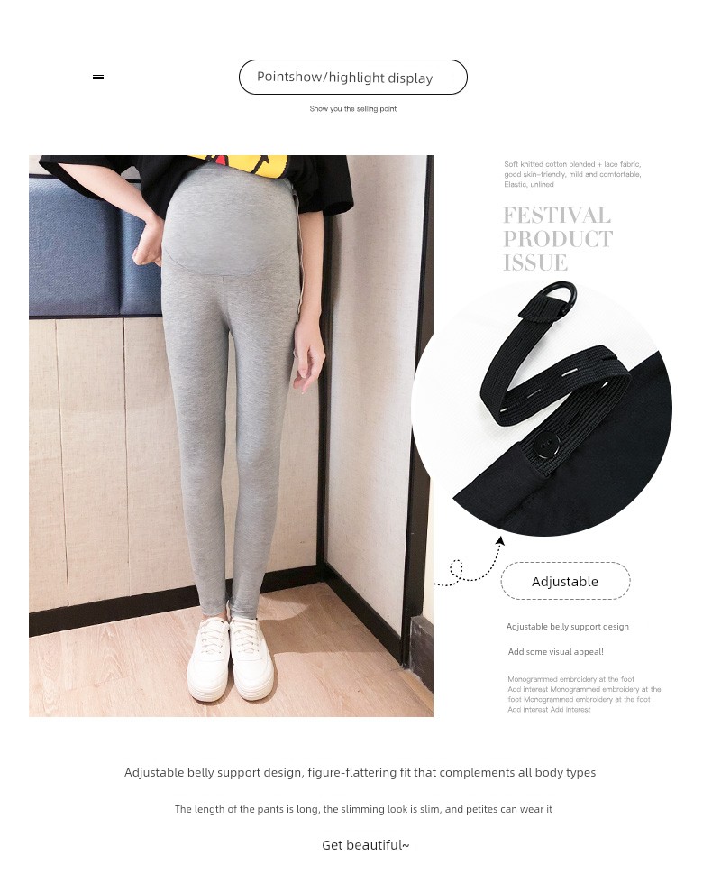 Maternity Pants for Summer, Modal Thin Style, Large Size, Non-Tightening, Belly-Supporting Long Pants, Suitable for Wearing Outside, Maternity Leggings — 5