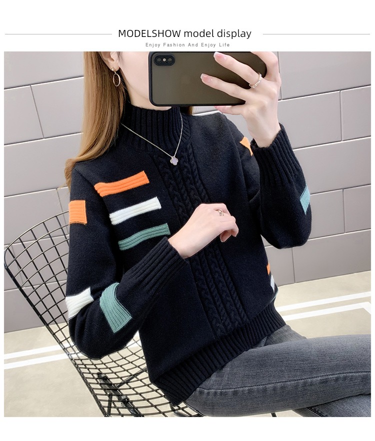 Plush thickening Half high collar sweater Hot money Undershirt