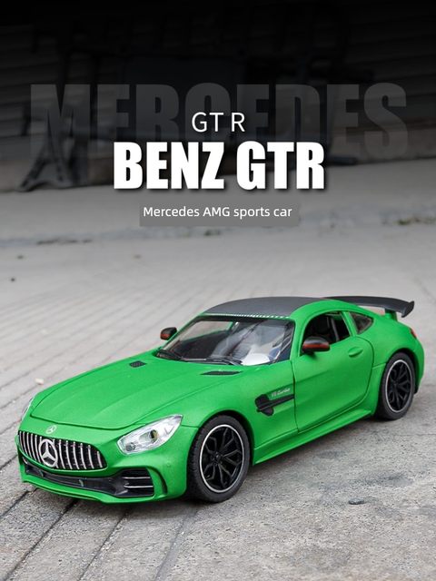 1 24 Mercedes-Benz AMG car model GTR Green Magic Supercar alloy car model sound and light boy simulation collection ornaments